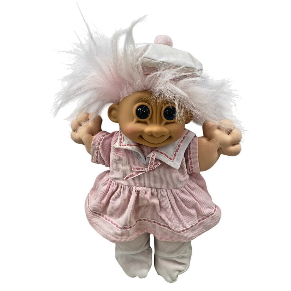 Vintage Russ Berrie Pink Sailor Dress Troll Doll 12" Plush